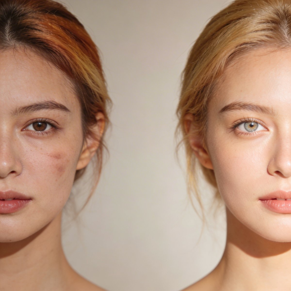 Comparaison avant et après coloration adaptée au profil colorimétrique