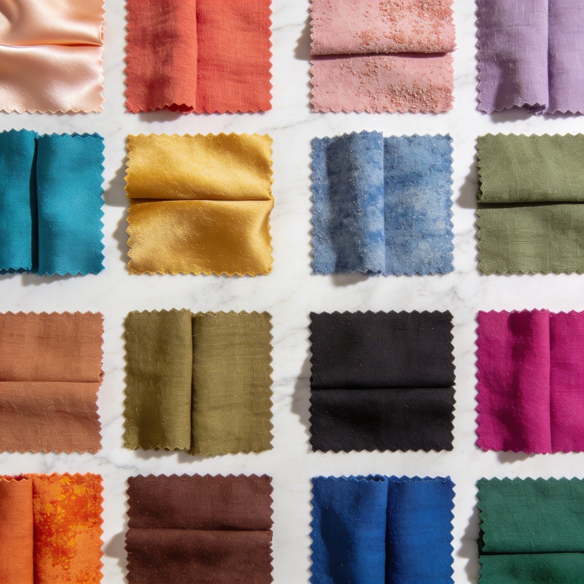 Représentation des 4 saisons colorimétriques avec leurs palettes caractéristiques : Printemps lumineux, Été doux, Automne profond, Hiver contrasté