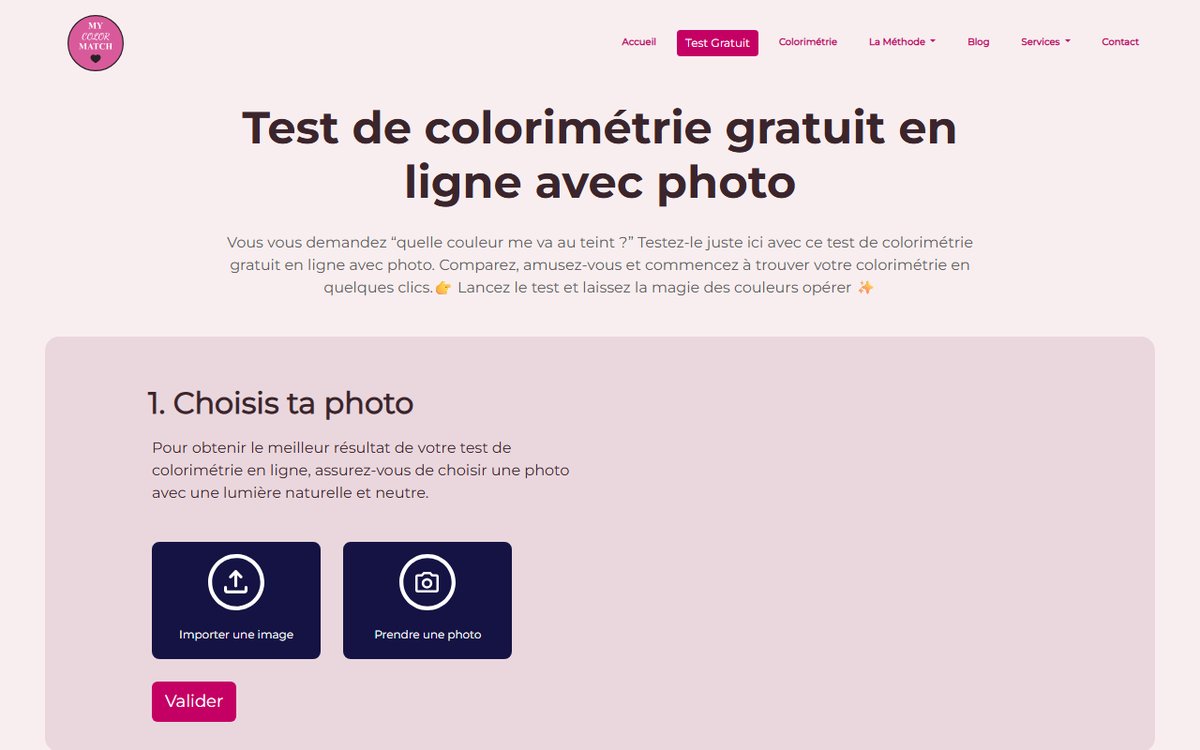 Écran de résultat MyColorAnalysisAI affichant la saison détectée et la palette de couleurs personnalisée
